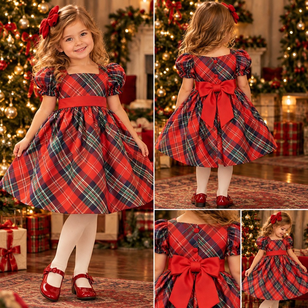 Janie and Jack Girl's Bradbury Red Tartan Plaid Holiday Dress Size 3 NWOT